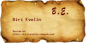 Biri Evelin névjegykártya